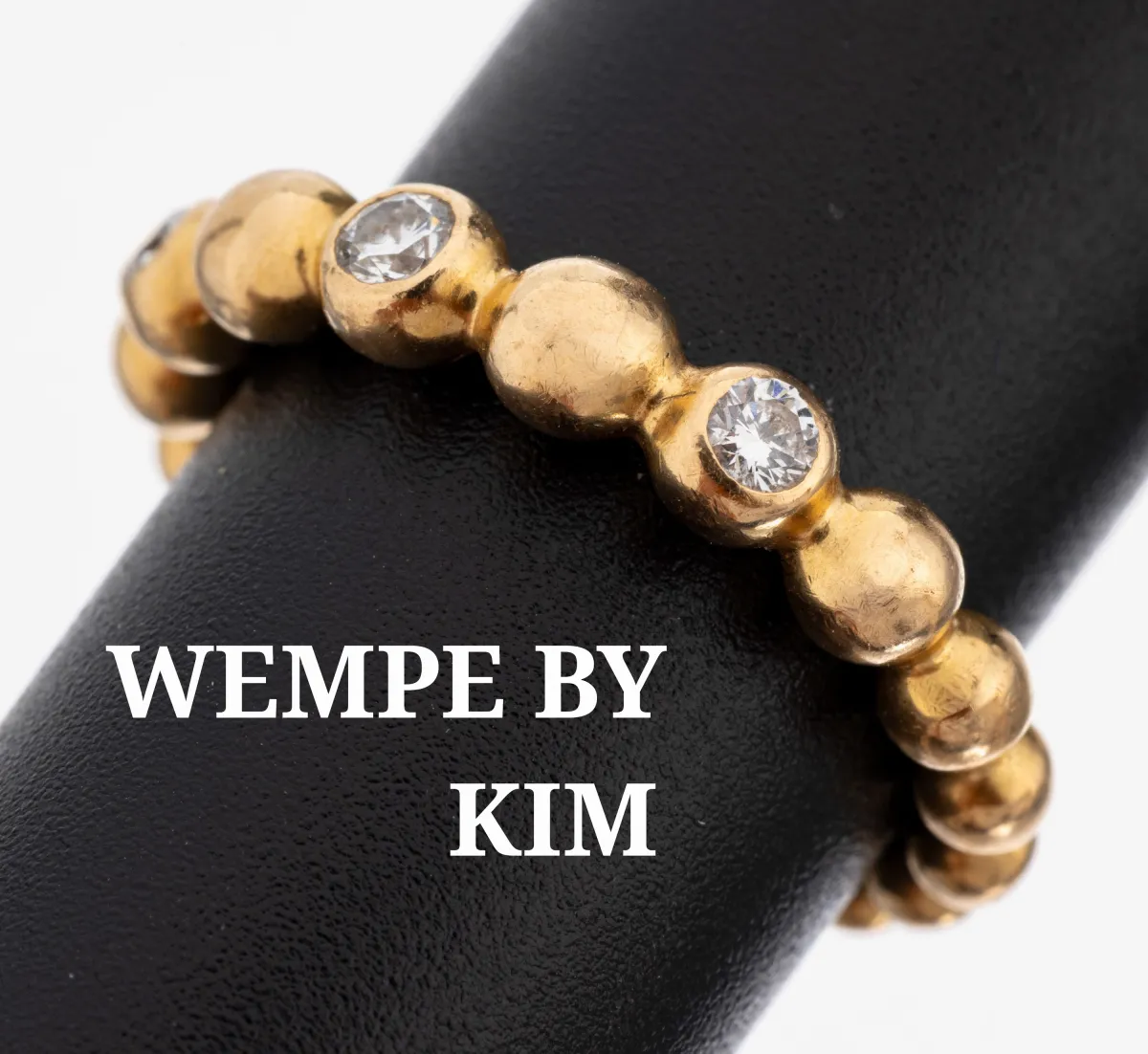 18 kt goud WEMPE BY KIM diamanten ring, goud 750/000, ring met bollen, 3