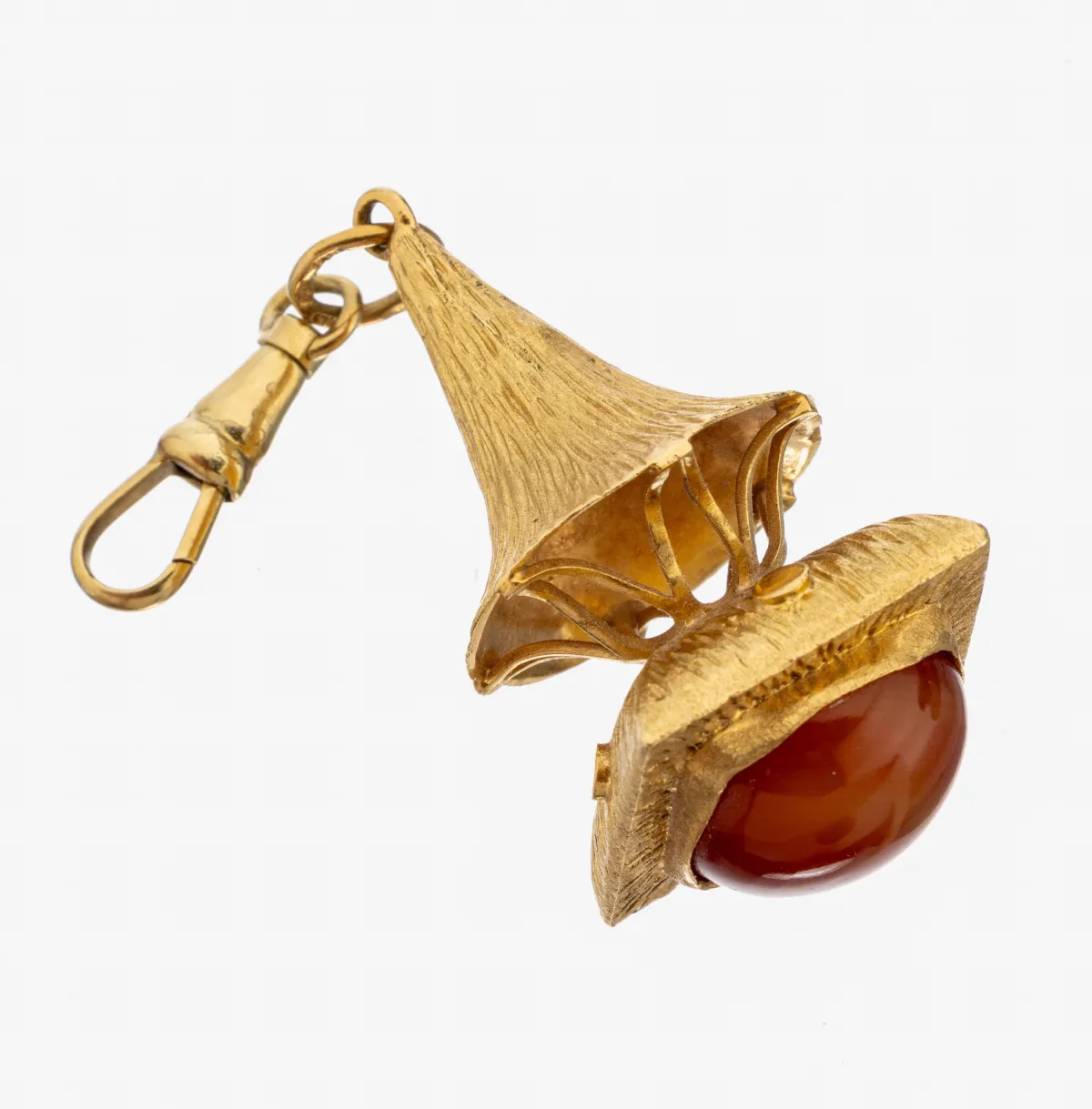 18 kt gold agate pendant, 1960s-70s, 750/000 gold, stylized lantern, surface