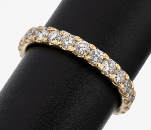 Bague memory en or 14 kt avec brillants, or gris 585/000, 25 brillants total env. 1,80 ct blanc fin