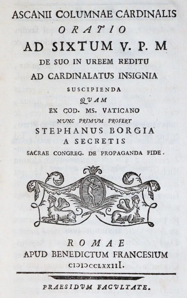 Colonna,A. – Oratio ad Sixtum V
