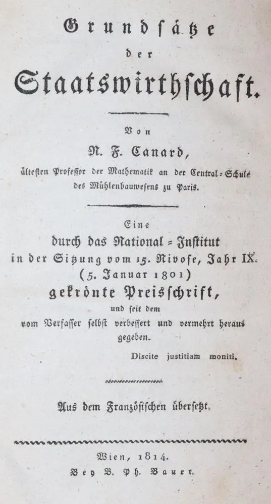Canard, N.F. – Grondbeginselen van de staathuishoudkunde