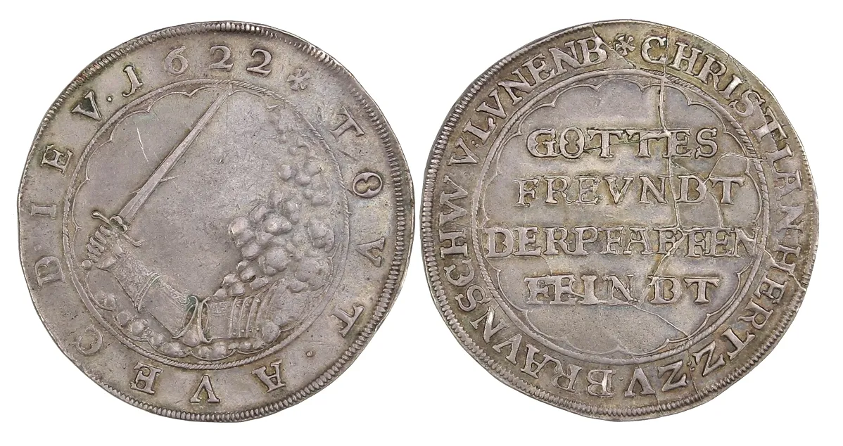 Braunschweiger „Pfaffenfeindtaler“ unter Christian, Bischof von Halberstadt (1617 – 1626) – Reichstaler 1622, sog. „Pfaffenfeindtaler“,…