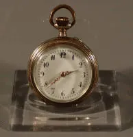 Orologio da tasca da donna oro/argento con scatola, Impero tedesco circa 1900