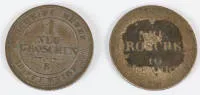 两枚小银币，1 新格罗申，萨克森 19 世纪