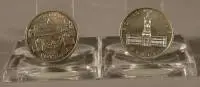Сім монет НДР, 5 марок, краєвиди міст