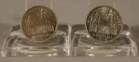 Сім монет НДР, 5 марок, краєвиди міст