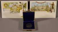 Spomen-medalja 54. festivala pjevača u Quedlinburgu s dvije odgovarajuće razglednice 1903.