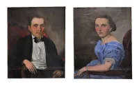 Unknown 19th-century portrait painter, pair of Biedermeier portraits