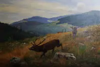 Carl Zimmermann 1863-1930, Krdo jelena u večernjem svjetlu