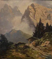 Otto Ackermann-Pasegg 1882-1959, widok na Bettelwurfhütte/Alpy