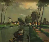 Nepoznati umjetnik, nizozemski kanal i vjetrenjača
