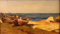 Eugen Gustav Dücker 1841-1916, Dva ribarska čamca na obali
