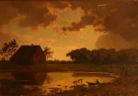 Ernst von Raven 1816-1890，屋前湖上的垂钓者