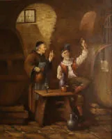 J. Eberhardt nar. 1918, degustace vína / žánrová malba