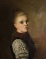 Portretist 19. st., mlada žena u narodnoj nošnji