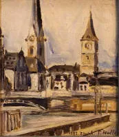 Ferdinand Hodler 1853-1918 仿作，苏黎世城市景观 1882