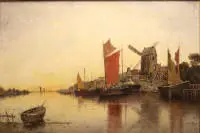 K. Heffner 1849-1925, nizozemski motiv s obalom i vjetrenjačama