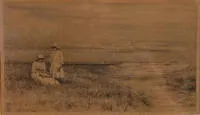 Carl Heinrich Bloch 1834-1890,两个编织花环的女孩