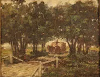 Armand Closset 1900-1985，林间道路上的马车