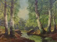 Duitse landschapsschilder 20e eeuw, Landschap met berken aan een beek