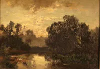 Fritz Halberg-Krauss 1874-1951，傍晚湖景