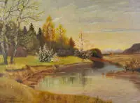 Karl Krüger, landschapsschilderij in herfststemming