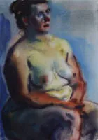 Curt Querner 1904-1976, Seated female nude facing right, hands in lap, catalogue raisonné
