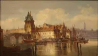 Ludwig Hermann van Hoom 1812-1881，弗拉芒港口城市景观