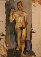 Bartholomäus Stefferl 1890-1966, staand mannelijk naakt