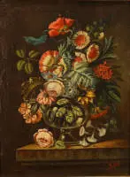 Fri Mont, bloemstilleven in de trant van de oude meesters