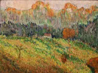 Claude Émile Schuffenecker 1851-1934 attribué, La maison devant les montagnes