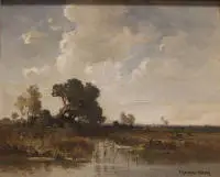 Fritz Halberg-Krauss 1874-1951, Paysage de rive avec vaches