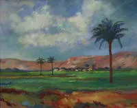 PET. Égypte 47, paysage égyptien avec oasis