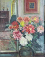 Kurt Mohr 1886 - 1973, cvjetna mrtva priroda s interijerom