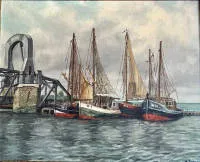 Hans Brandes 1918- ibídem, Barcos pesqueros en el muelle