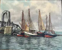 Hans Brandes 1918- aldaar, Vissersboten aan de kade