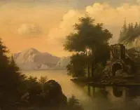 Anton Fiedler 1825-1855, ruïne aan het meer