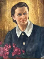Hans Castor 1890-1976, Portrait de son épouse avec des fleurs