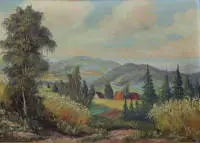 Artista sconosciuto del XX sec., Paesaggio autunnale