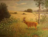Heinz Roder 1895-1937, capriolo sul prato