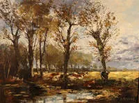 Prof. Walter Prescher 1916-1988, Ruhende Kühe am Wasser