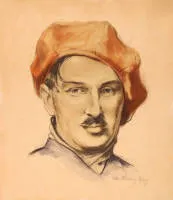 Lotte Oldenburg Wittig 1896-1982，戴红色贝雷帽的男子