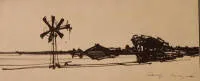 Hansjörg Wagner 1930-2013, Landschaft mit Windrad