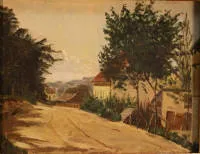 Max Pistorius 1894-1960, Dorfstraße mit dem Blick zu den Bergen