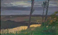 Paula Modersohn Becker wohl oder Umkreis, Drei Bäume vor einer Landschaft