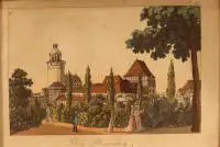 Het Pleißenburg bij Leipzig, ingekleurde kopergravure 19e eeuw, Duits