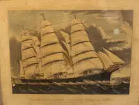 Handgekleurde lithografie van Currier & Ives, "Three Brothers"