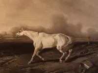 Lithografie naar Alfred de Dreux 1810-1860, titel "La Gurre"
