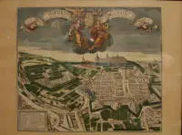 Grabado en cobre de Seutter hacia 1730, vista de la ciudad residencial de Gotha