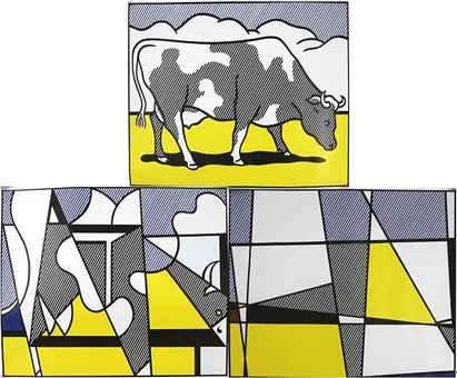 ROY LICHTENSTEIN. EFTER. „Cow going abstract“, triptykon.
